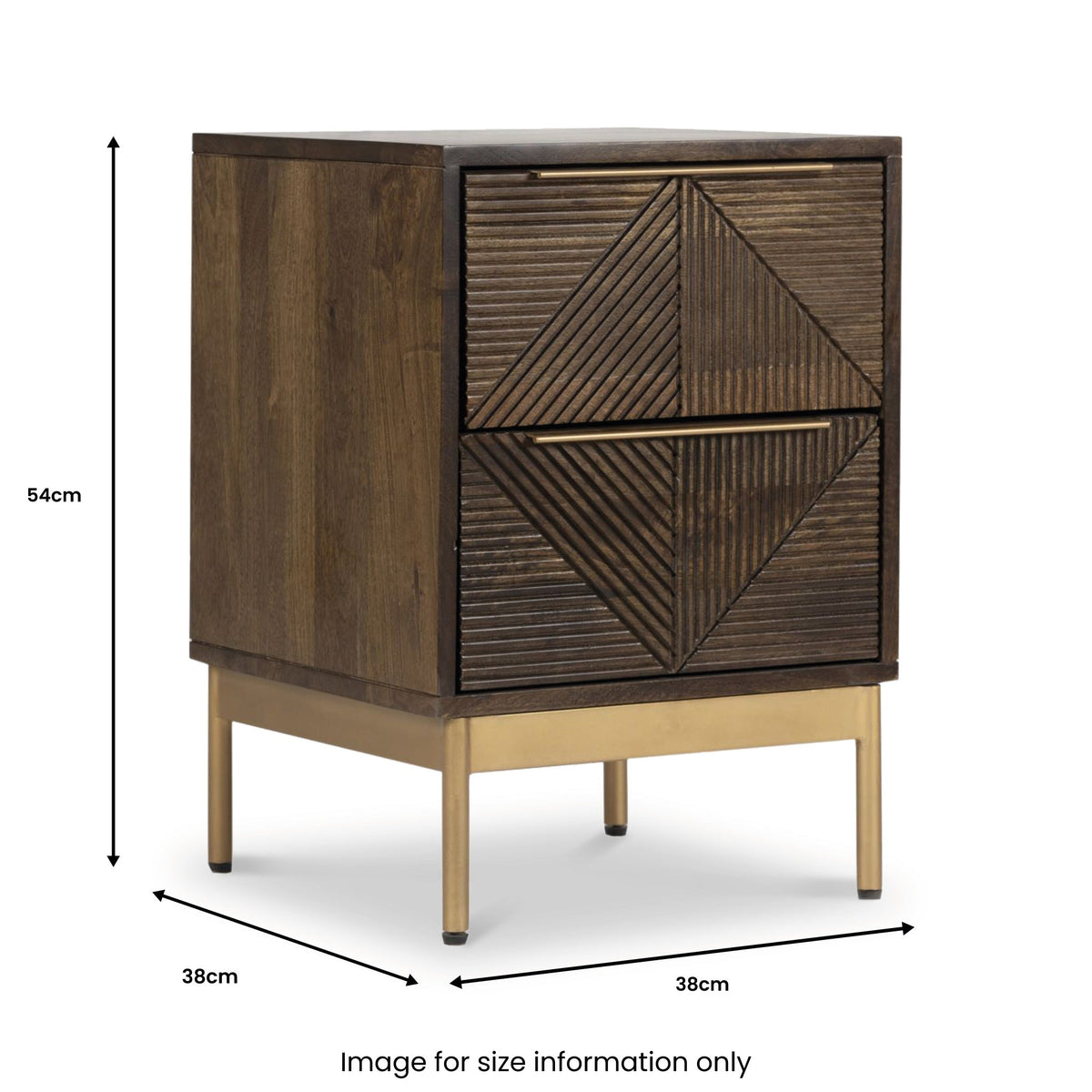 Beau Grooved Brown Mango Wood 2 Drawer Bedside