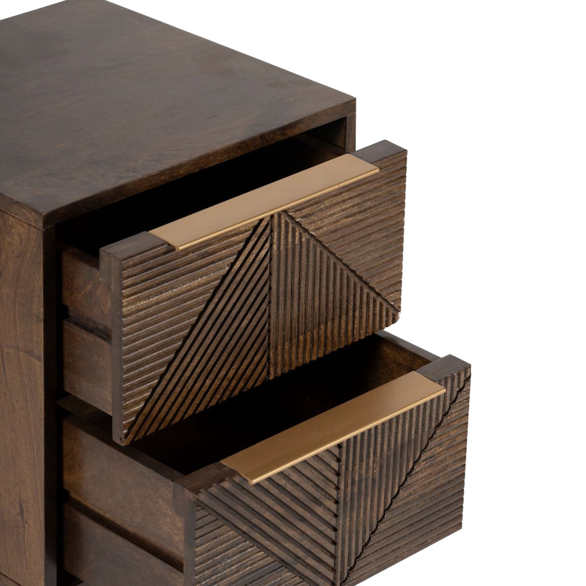 Beau Grooved Brown Mango Wood 2 Drawer Bedside