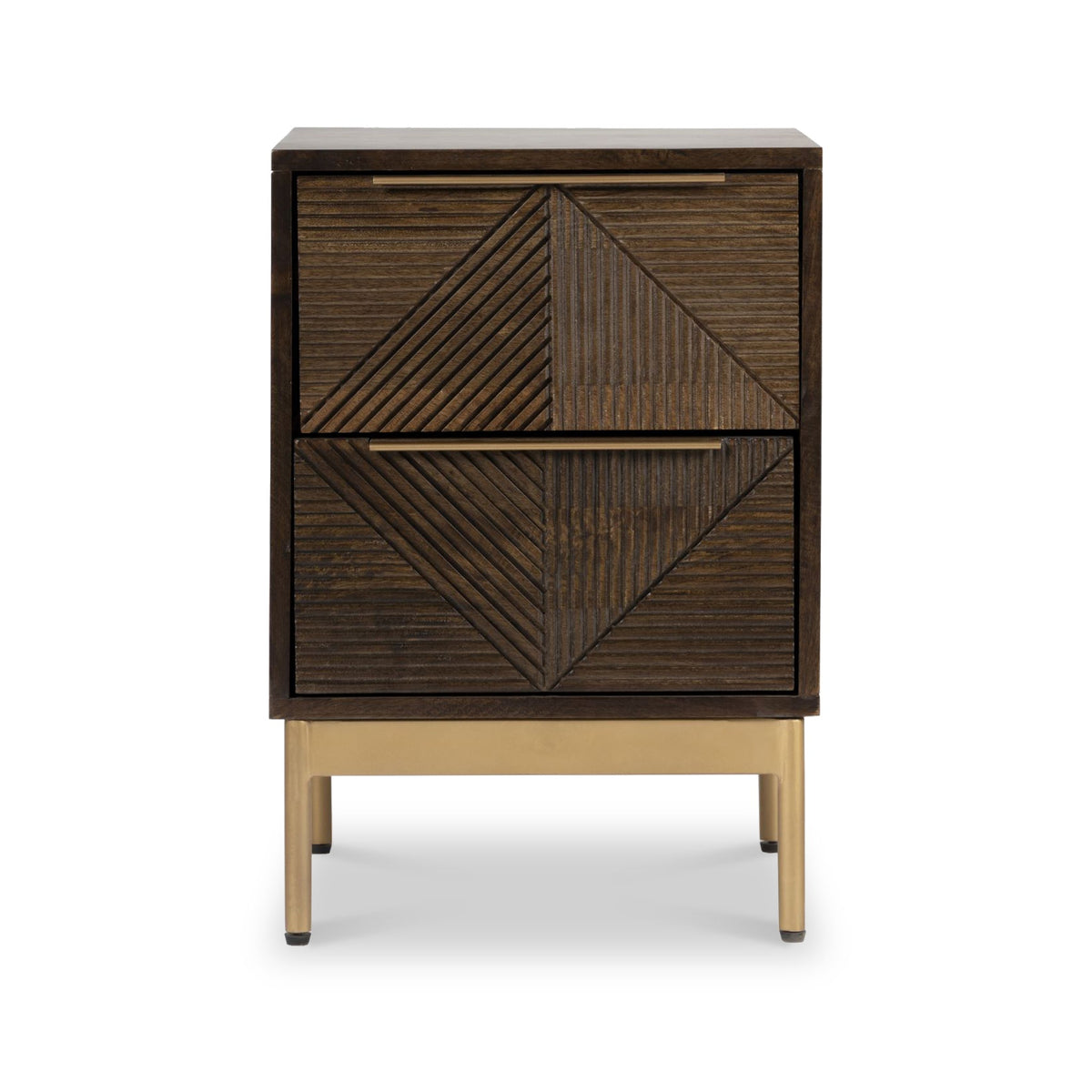 Beau Grooved Brown Mango Wood 2 Drawer Bedside