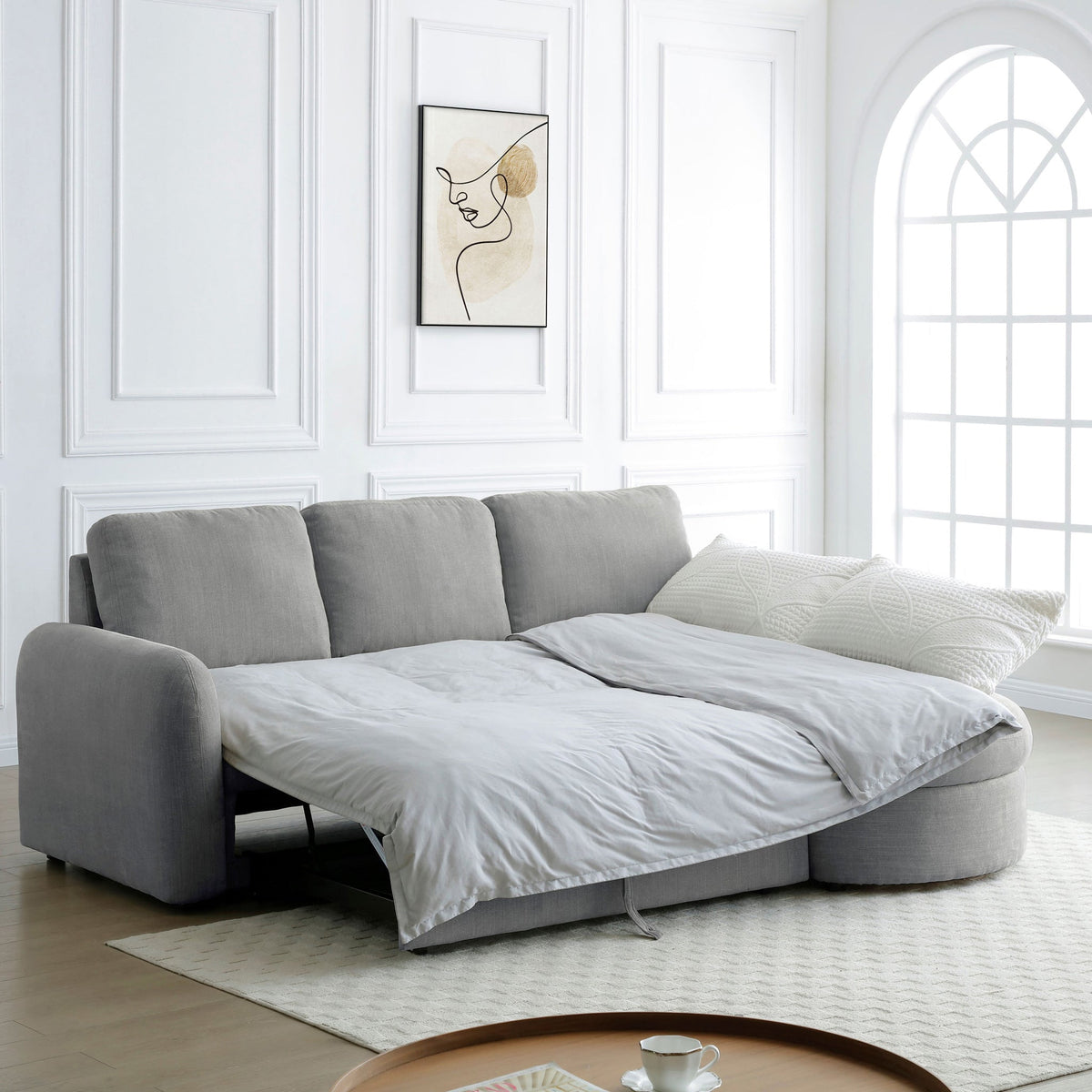 Belvere Curved Corner 3 Seater Sofa Bed