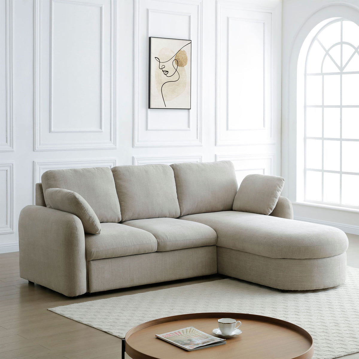 Belvere Curved Corner 3 Seater Sofa Bed