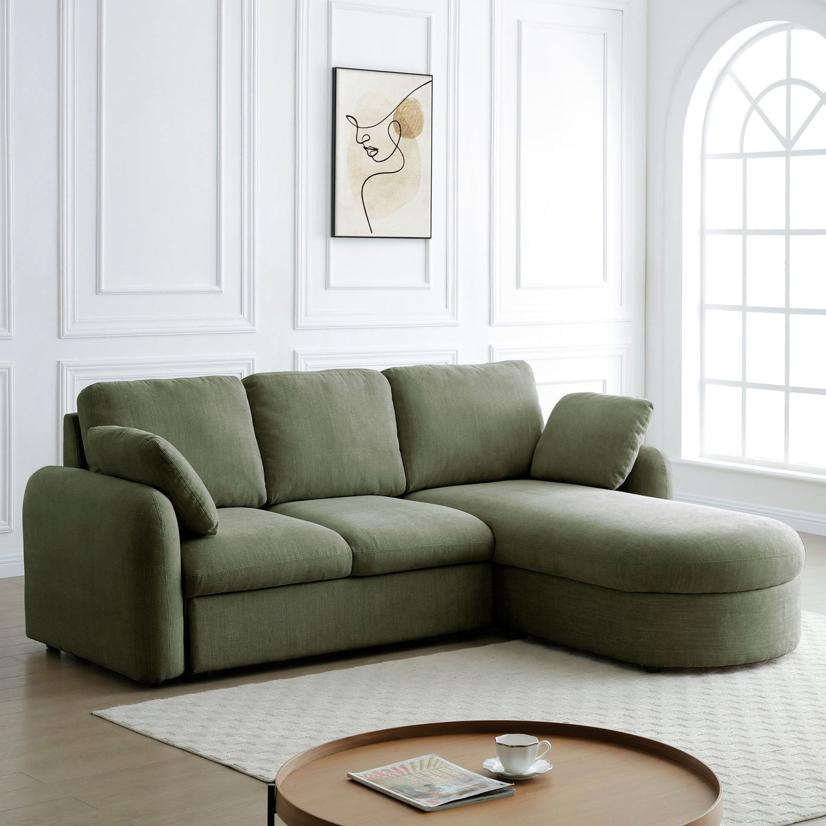 Belvere Curved Corner 3 Seater Sofa Bed