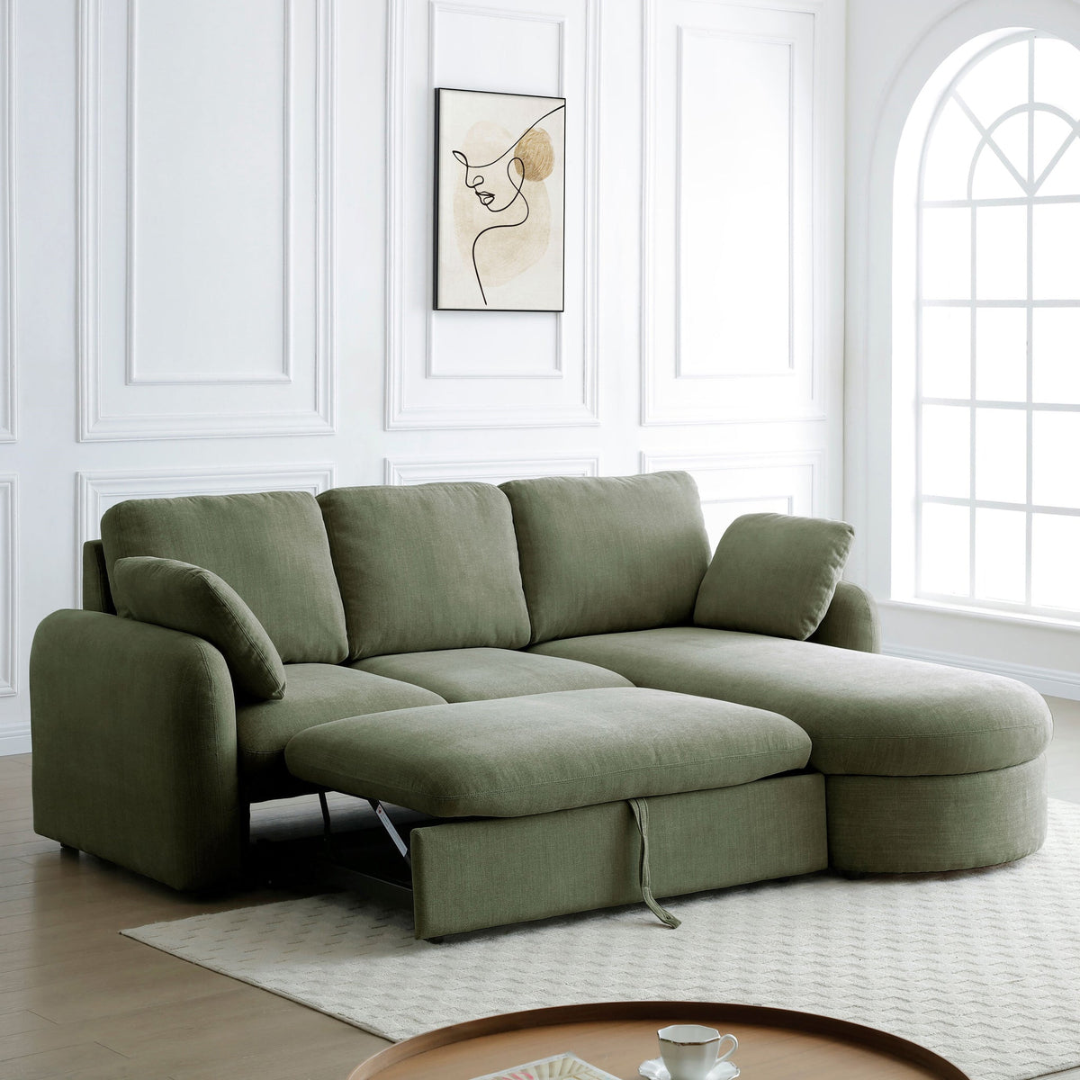 Belvere Curved Corner 3 Seater Sofa Bed