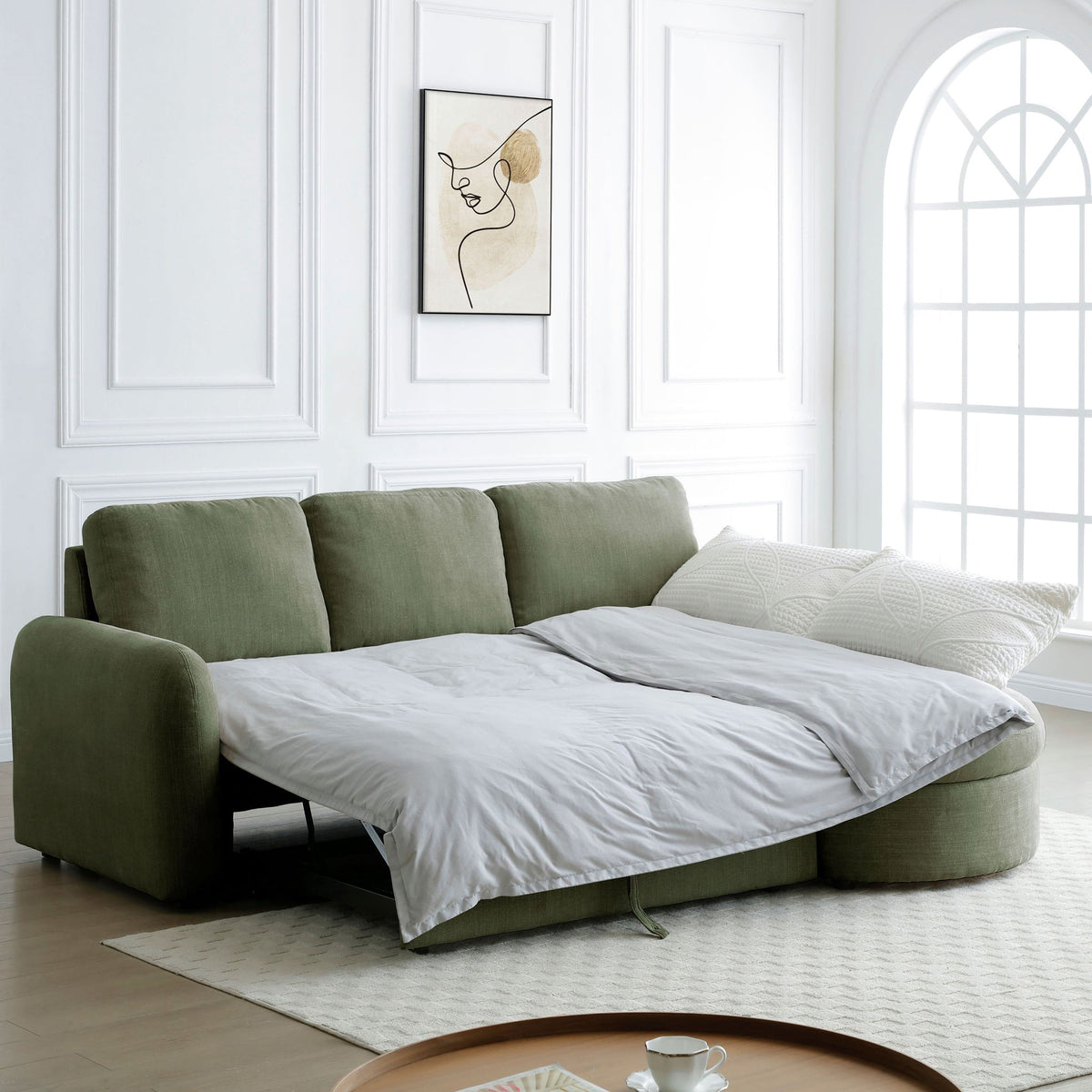 Belvere Curved Corner 3 Seater Sofa Bed