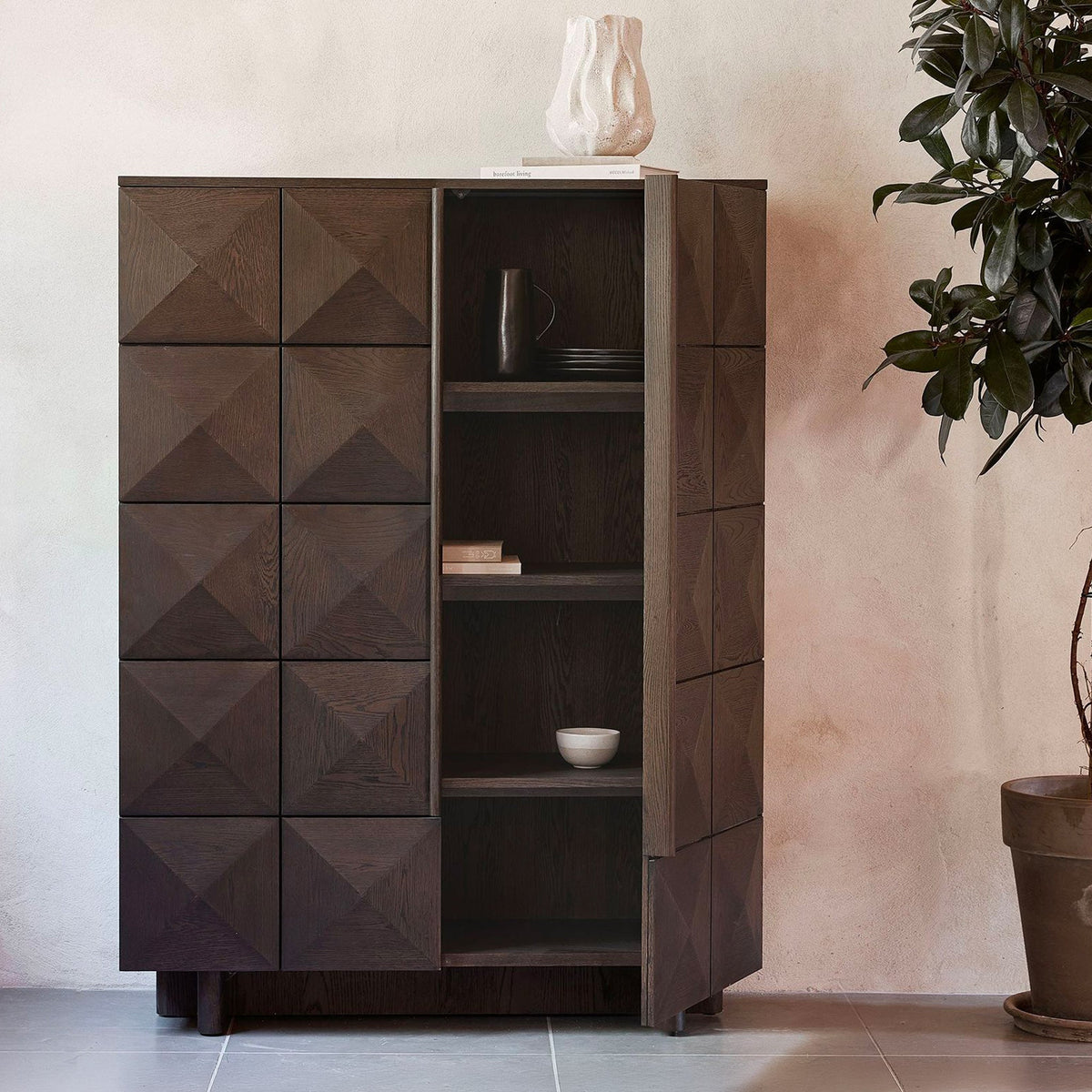 Roka Oak Geometric 2 Door Cabinet