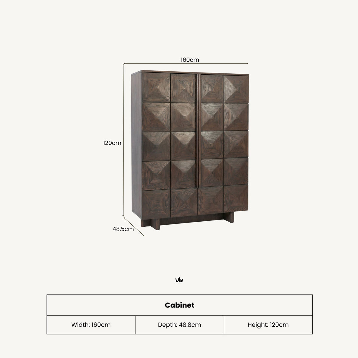 Roka Oak Geometric 2 Door Cabinet
