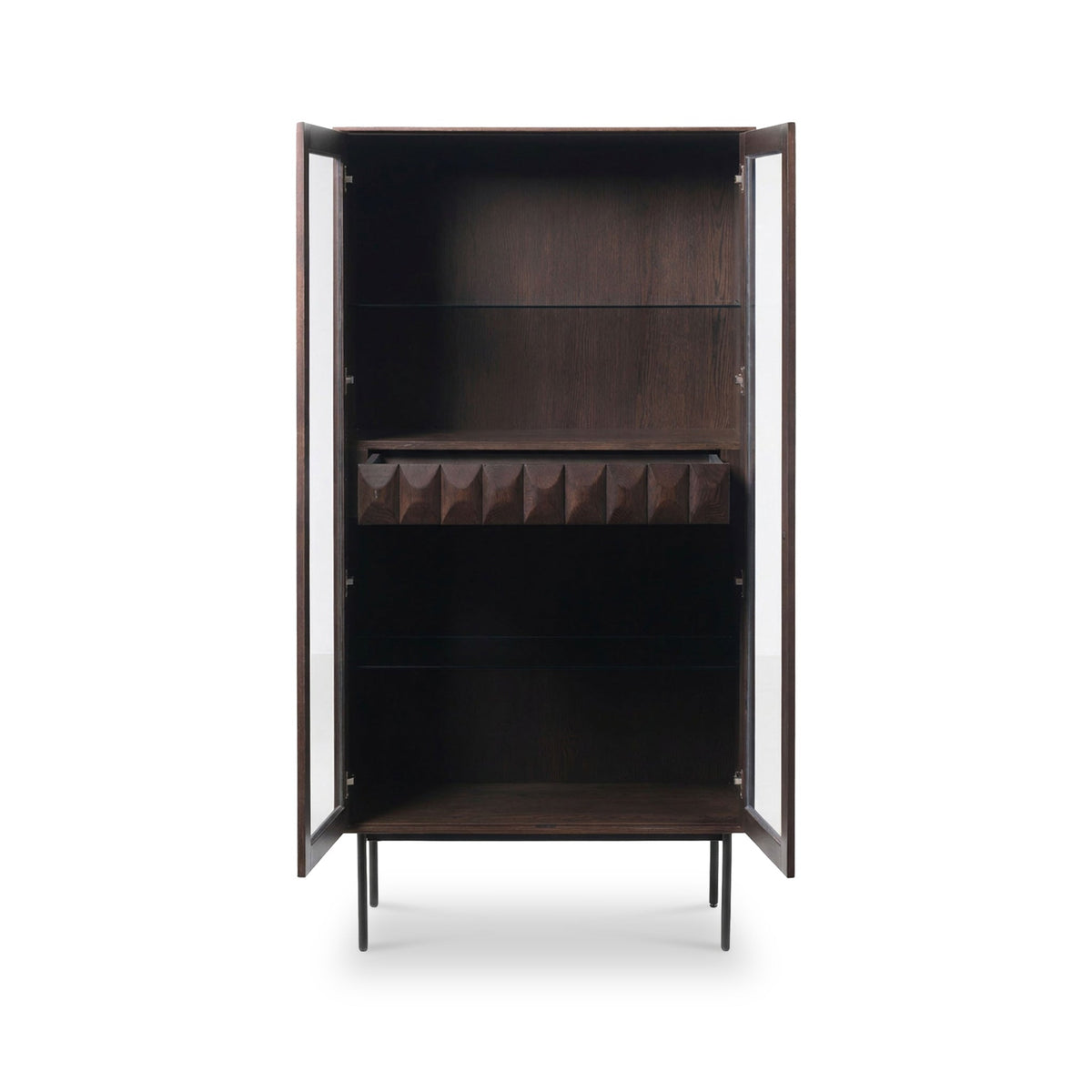 Roka Oak Geometric Display Cabinet