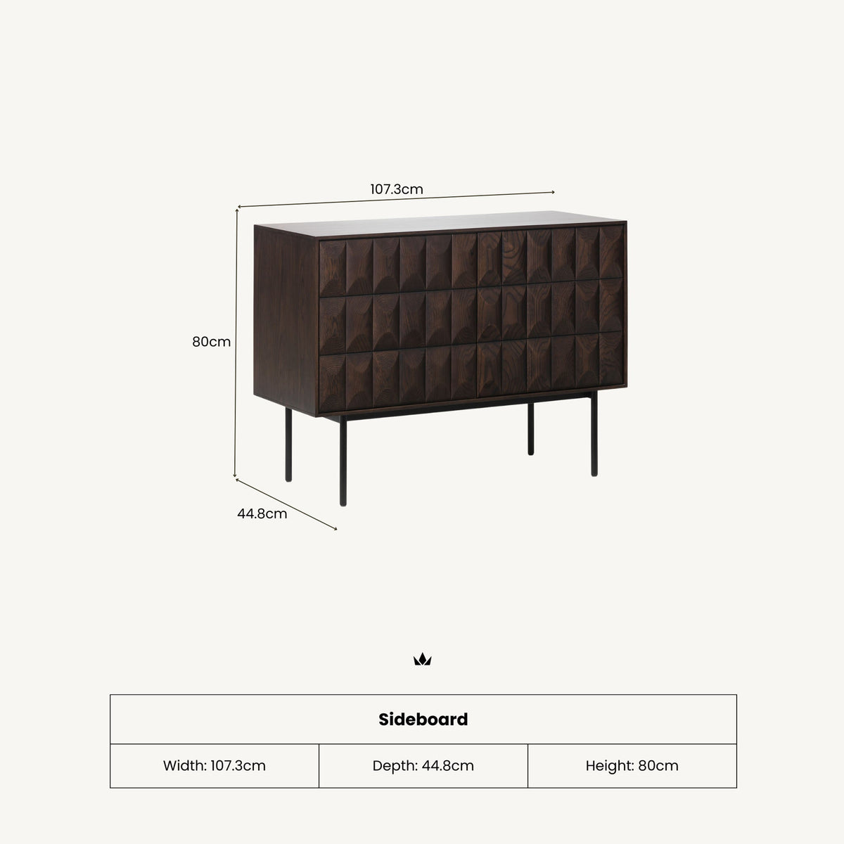 Roka Oak Geometric Large Sideboard