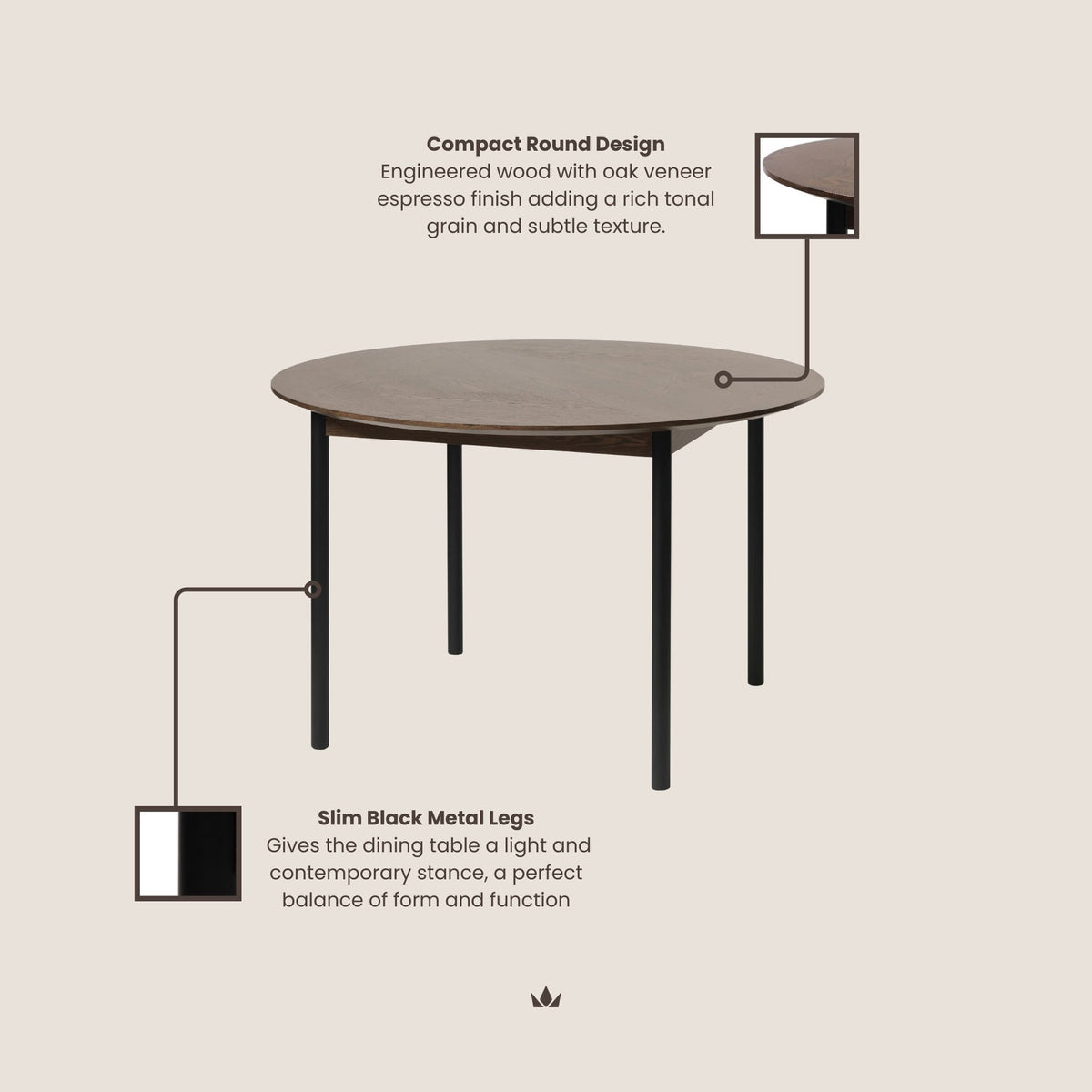 Roka Oak Round Dining Table