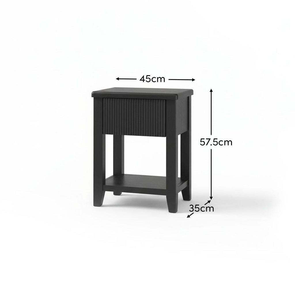 Outlet - Raleigh Black 1 Drawer Bedside Table