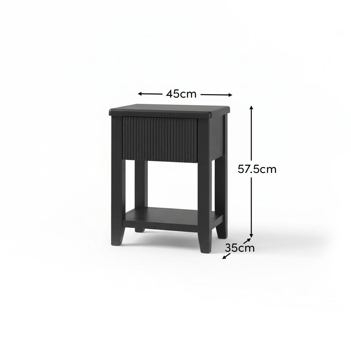 Outlet - Raleigh Black 1 Drawer Bedside Table