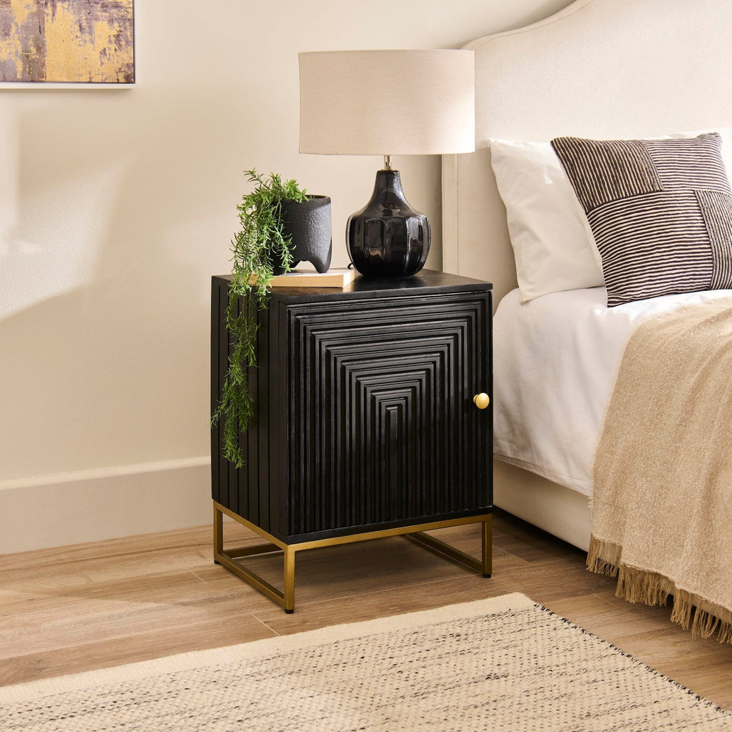 Rayna Black 1 Door Left Bedside Table