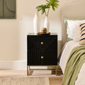 Outlet - Rayna Jet Black 2 Drawer Bedside Table