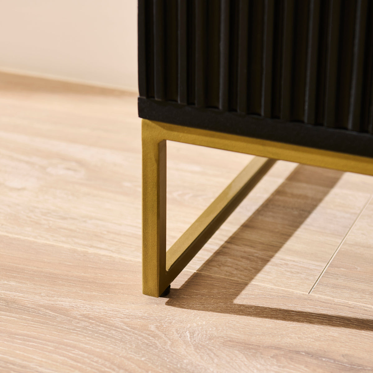 Outlet - Rayna Jet Black 2 Drawer Bedside Table