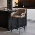 Reagan Almond Brown Faux Leather Bar Stool - Metal Legs