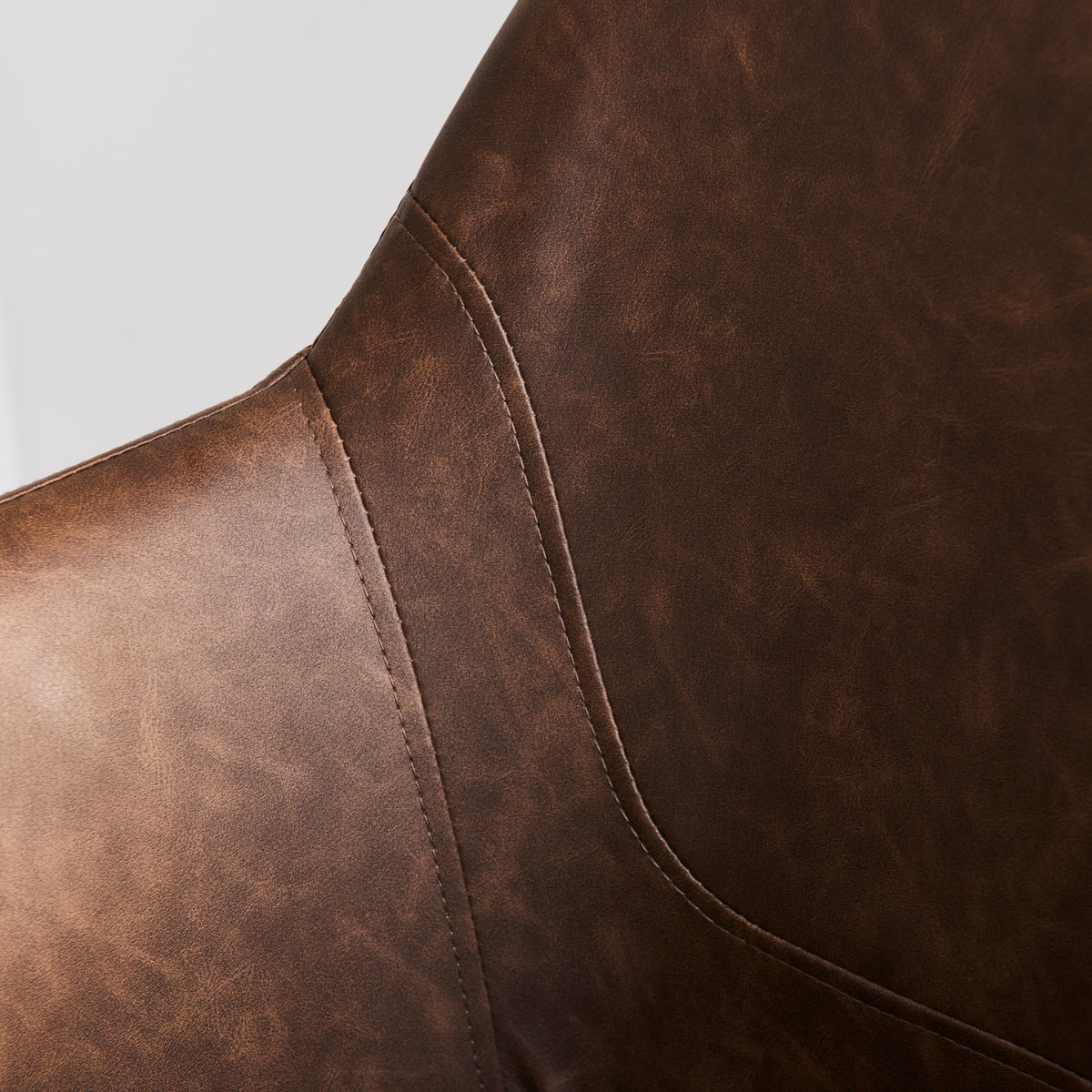 Reagan Saddle Brown Vegan Leather Carver Chairs  - Set of 2 - Black Metal Legs