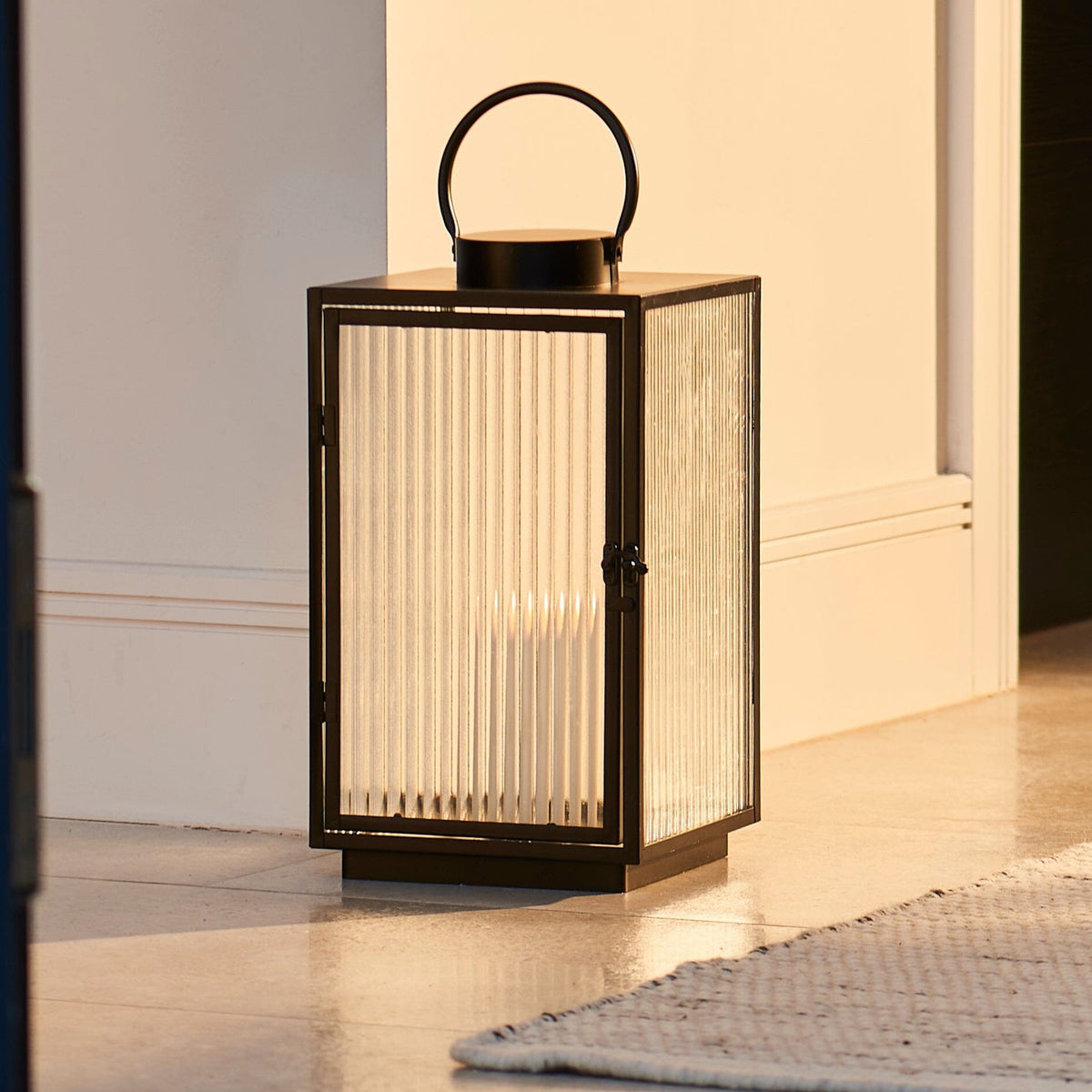 Revesby 40cm Lantern - Black Metal