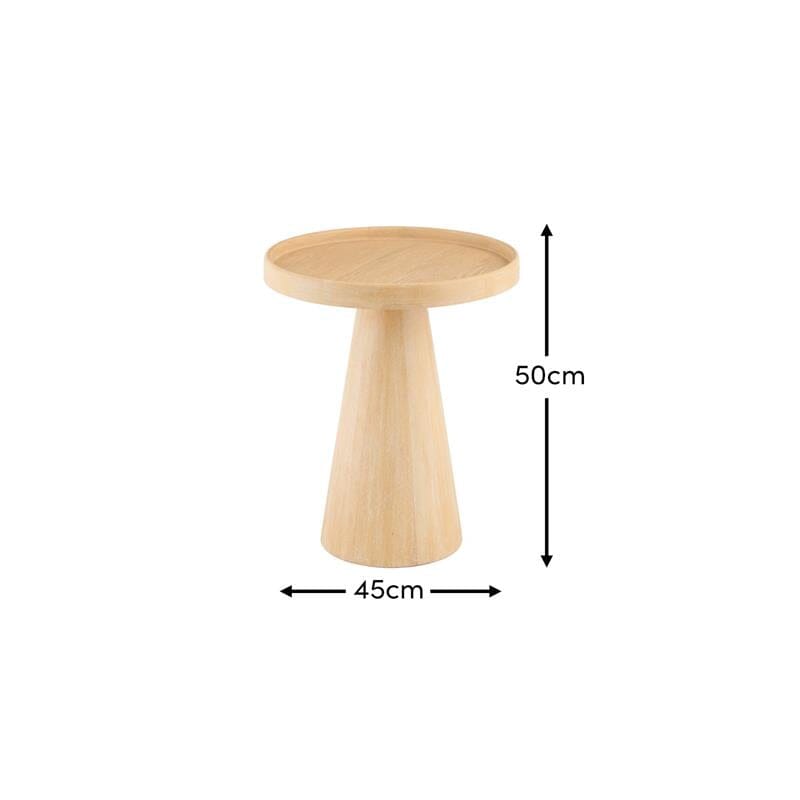 Rhiannon 45cm Round Side Table - Whitewash Oak