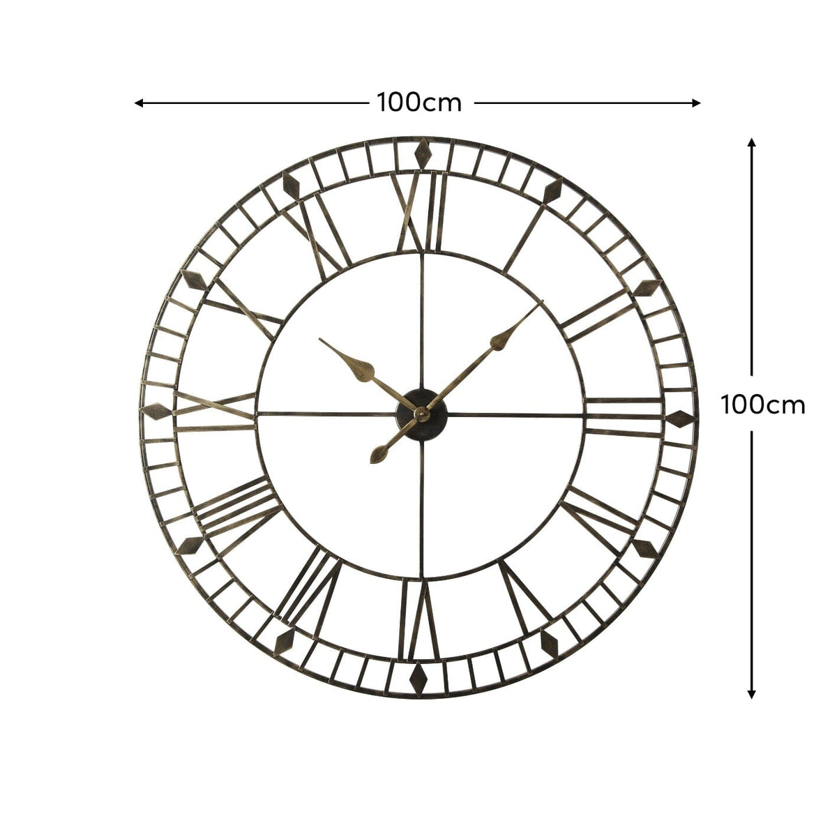 Riseley Large Skeleton Wall Clock - Black & Gold