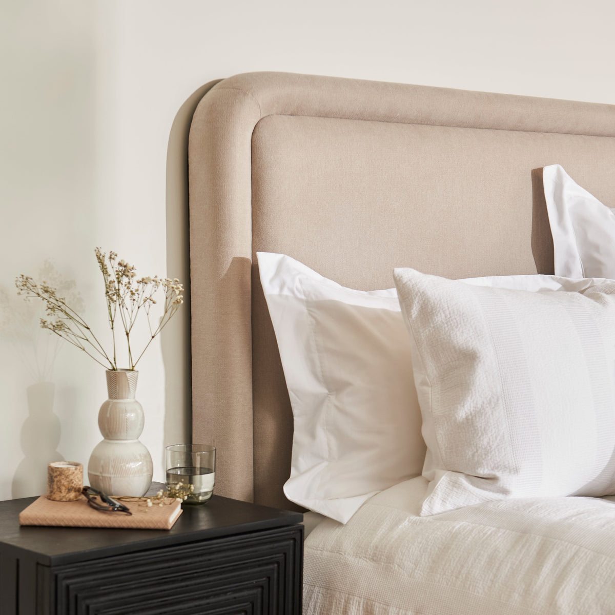 Robyn Double Ottoman Bed - Soft Beige