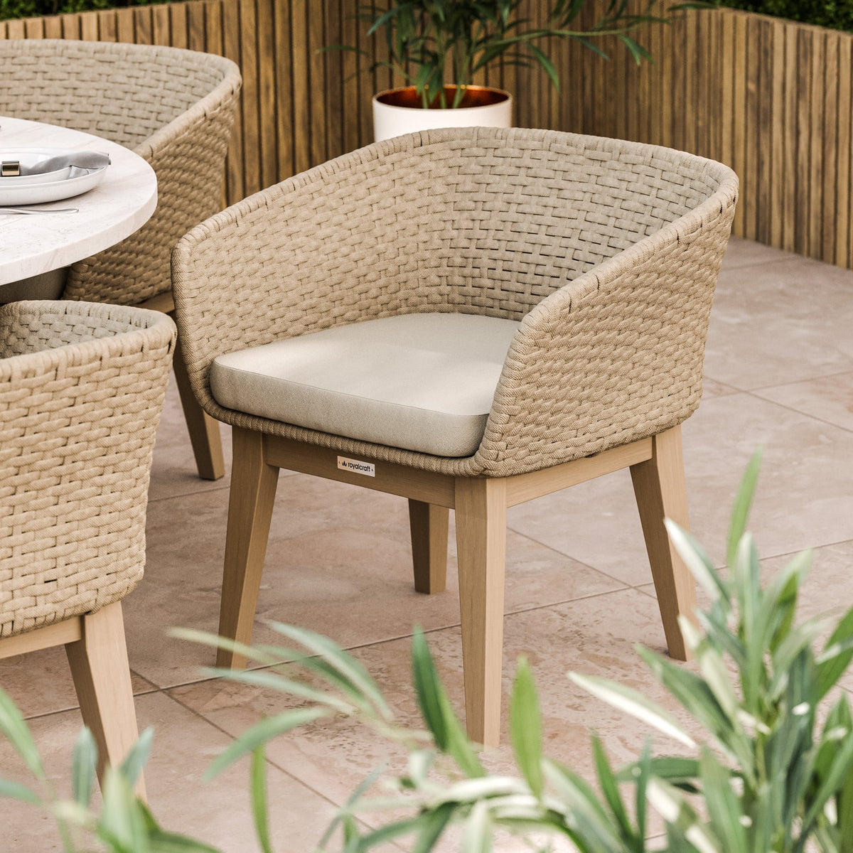 Saturn 6 Seater Round Conical Dining Set with Eden Dawn Dining Chairs