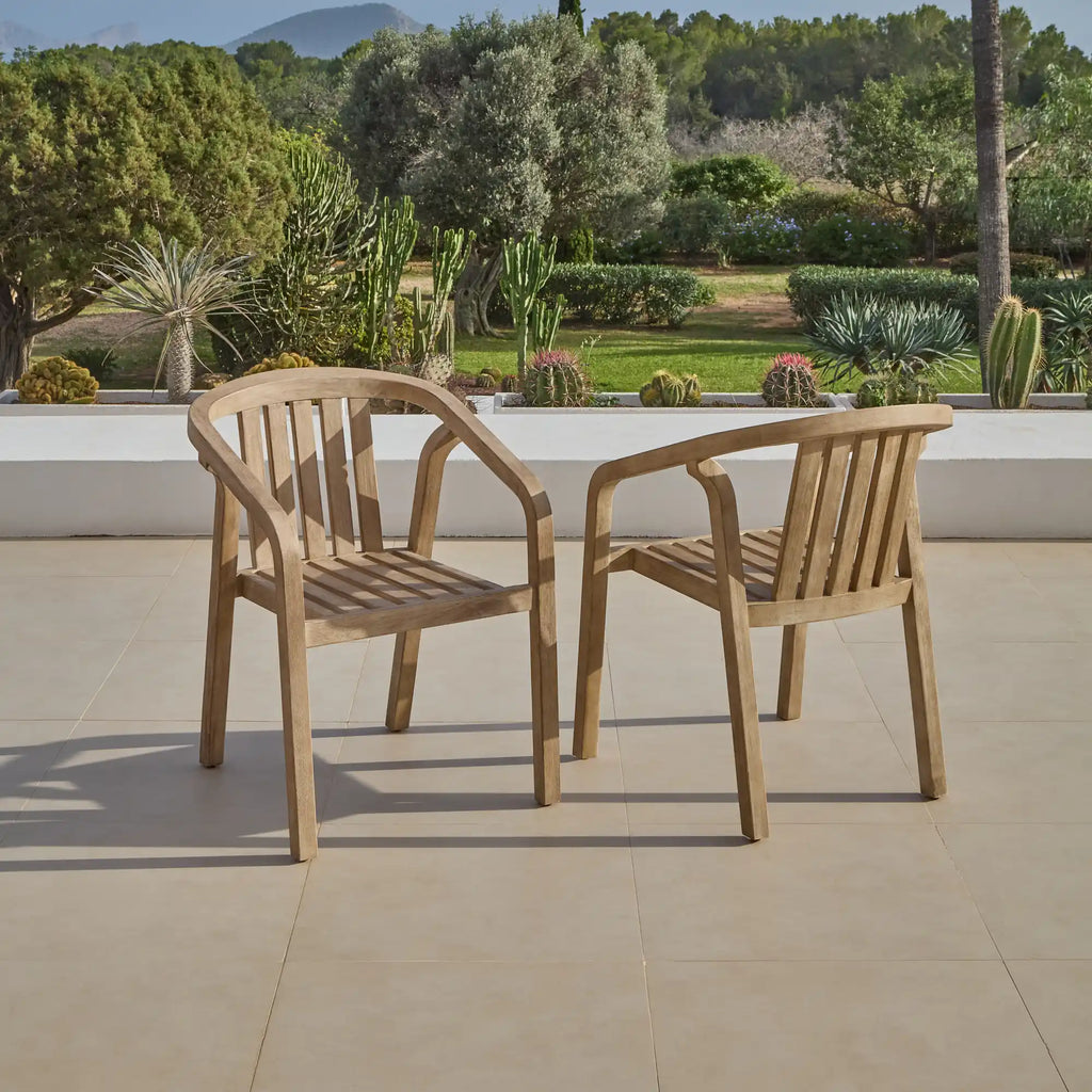 Amelia 6 Seater Wooden Garden Dining Set with 2 Shiro Chairs & 2 Benches