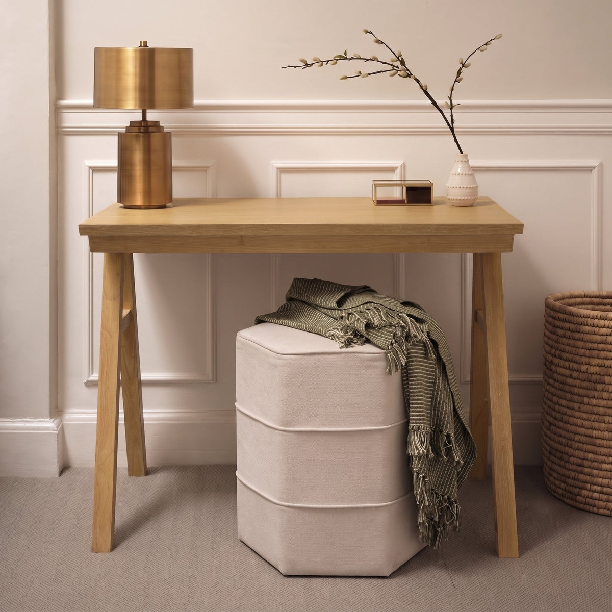 Sabina 100cm Rectangular Desk - Whitewash Oak