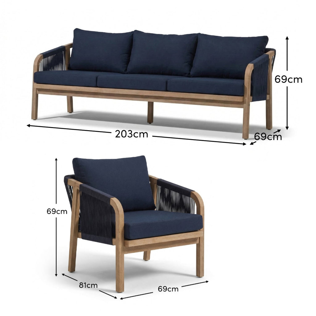 Shiro 5 Seater Garden Sofa - Navy