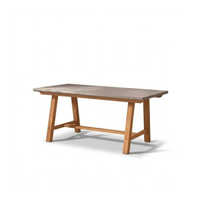 Shiro 180cm Pale Grey Concrete Dining Table Set - 6 Seater - Sasha Brushed Light Acacia Dining Chairs