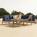 Shiro 5 Seater Wooden Garden Corner Sofa with Shiro Coffee Table - Navy