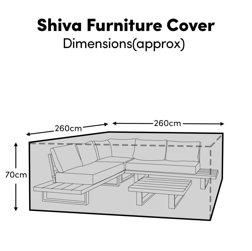 Outlet - Rectangular Rain Cover 260x260x70cm - Shiva Corner Sofa Set - Wilder 5 Seater Sofa Set