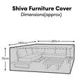 Outlet - Rectangular Rain Cover 260x260x70cm - Shiva Corner Sofa Set - Wilder 5 Seater Sofa Set