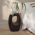 Sohan 32cm Side Table - Lava Black Concrete