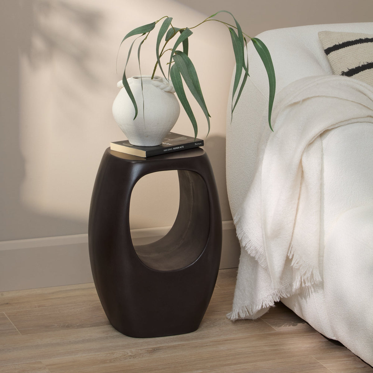 Sohan 32cm Side Table - Lava Black Concrete