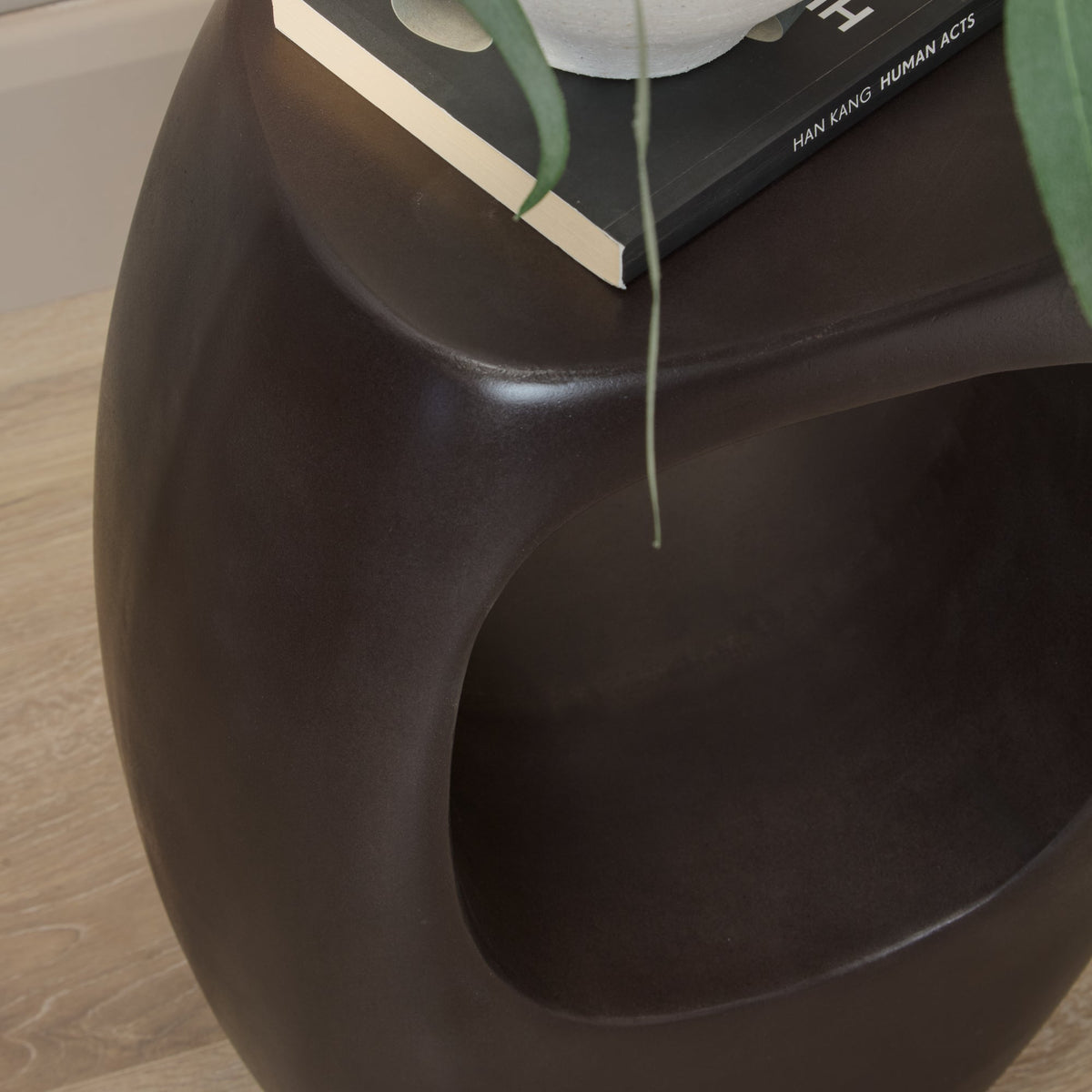 Sohan 32cm Side Table - Lava Black Concrete