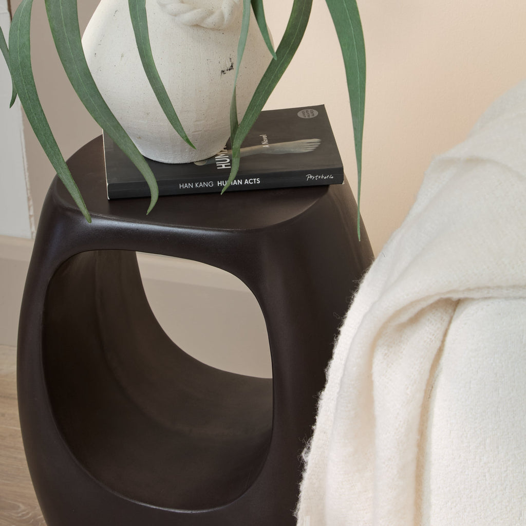 Sohan 32cm Side Table - Lava Black Concrete