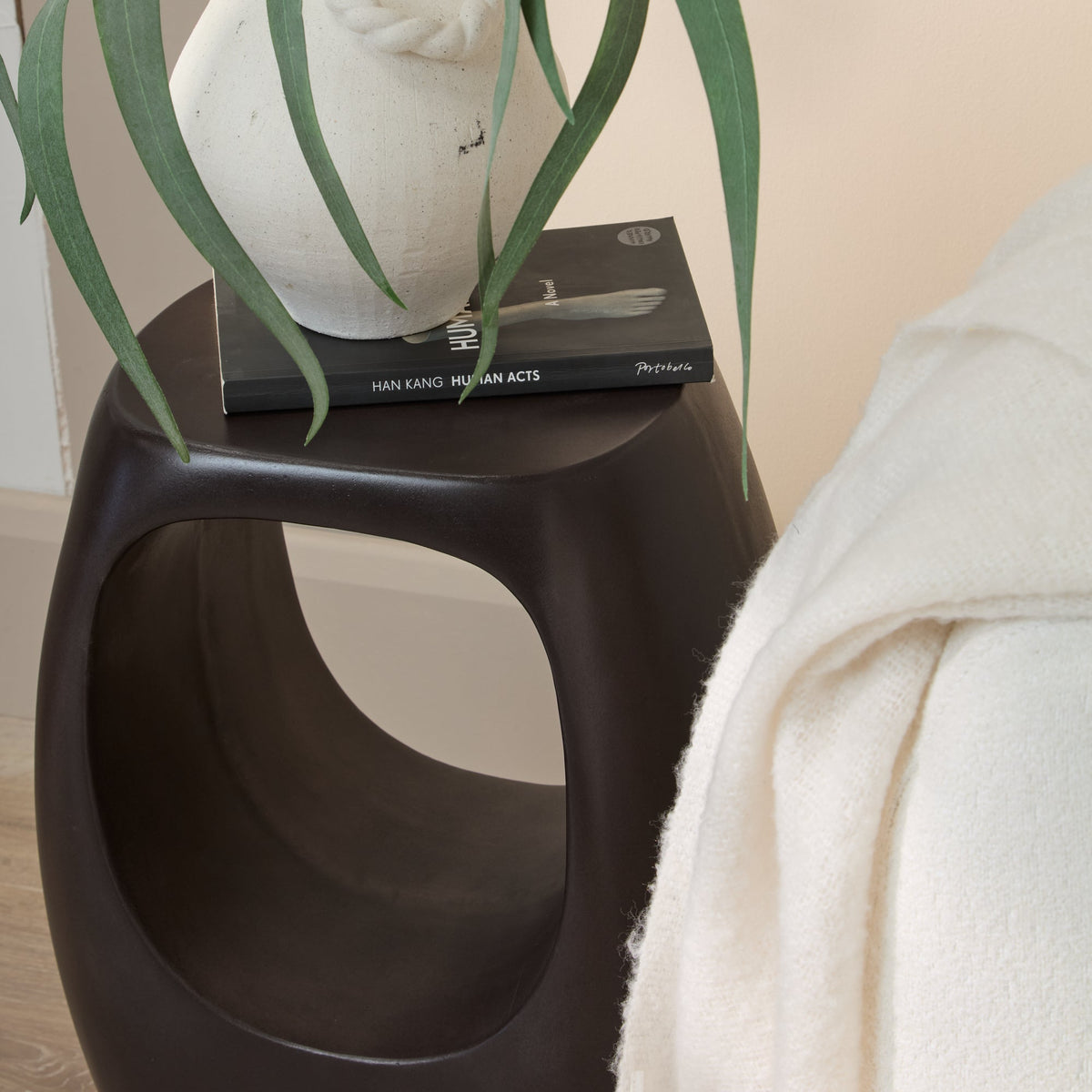 Sohan 32cm Side Table - Lava Black Concrete
