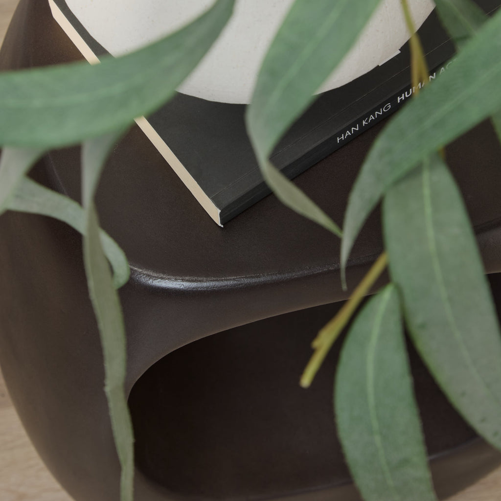 Sohan 32cm Side Table - Lava Black Concrete