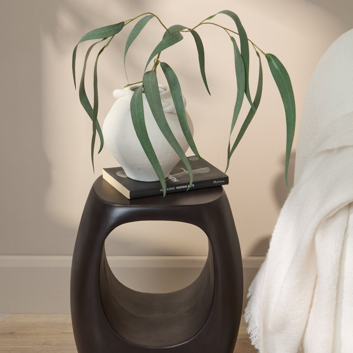 Sohan 32cm Side Table - Lava Black Concrete