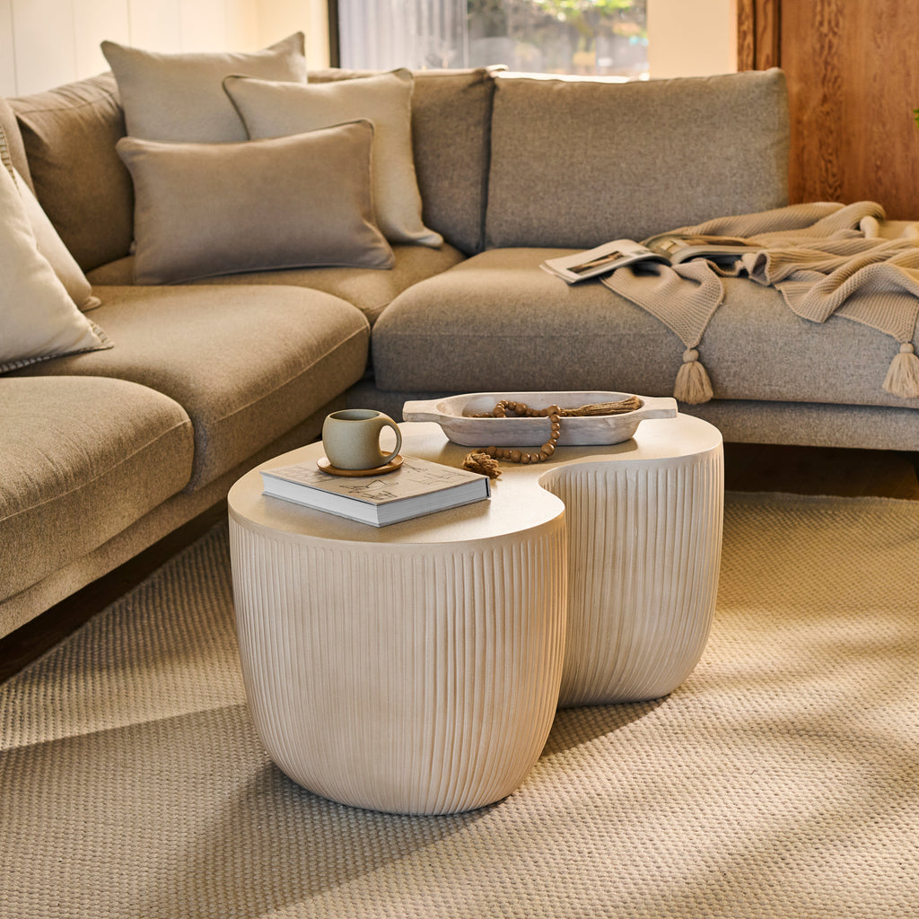 Sohan 84cm Kidney Concrete Coffee Table - Sand
