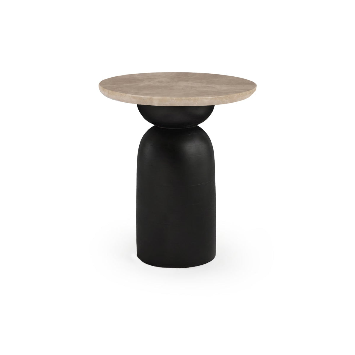 Sorrell 45cm Round Side Table - Jet Black Mango Wood & Lady Grey Marble