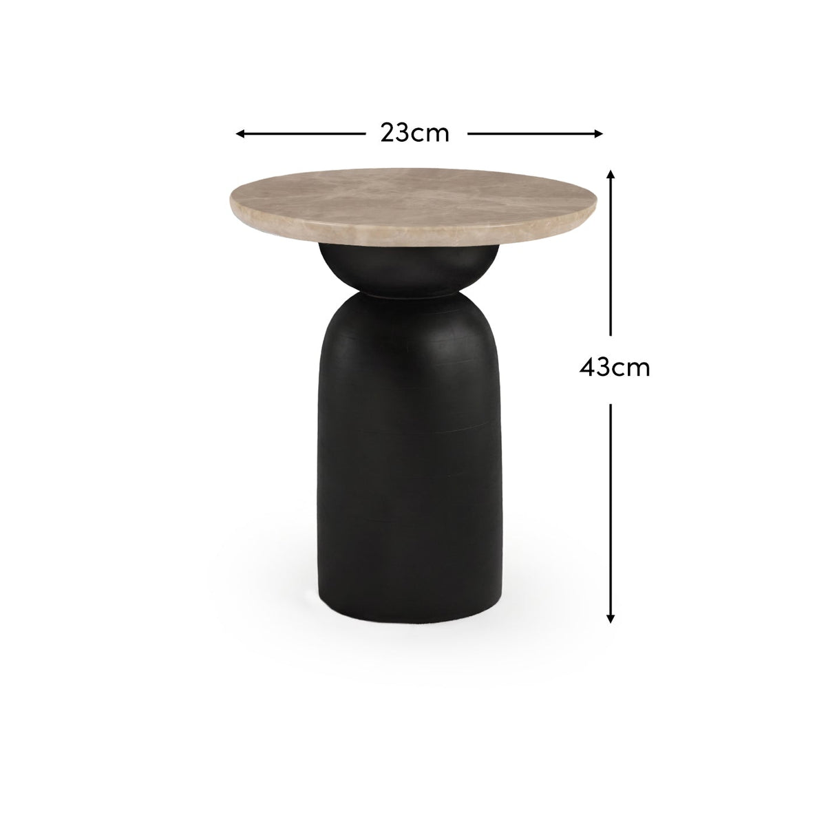 Sorrell 45cm Round Side Table - Jet Black Mango Wood & Lady Grey Marble