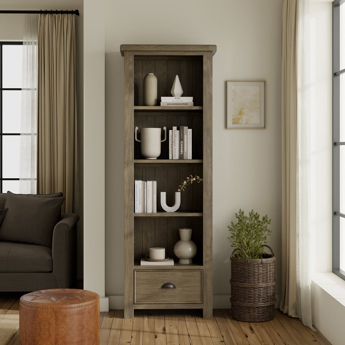 Taunton Smoked Oak Large Display Bookcase