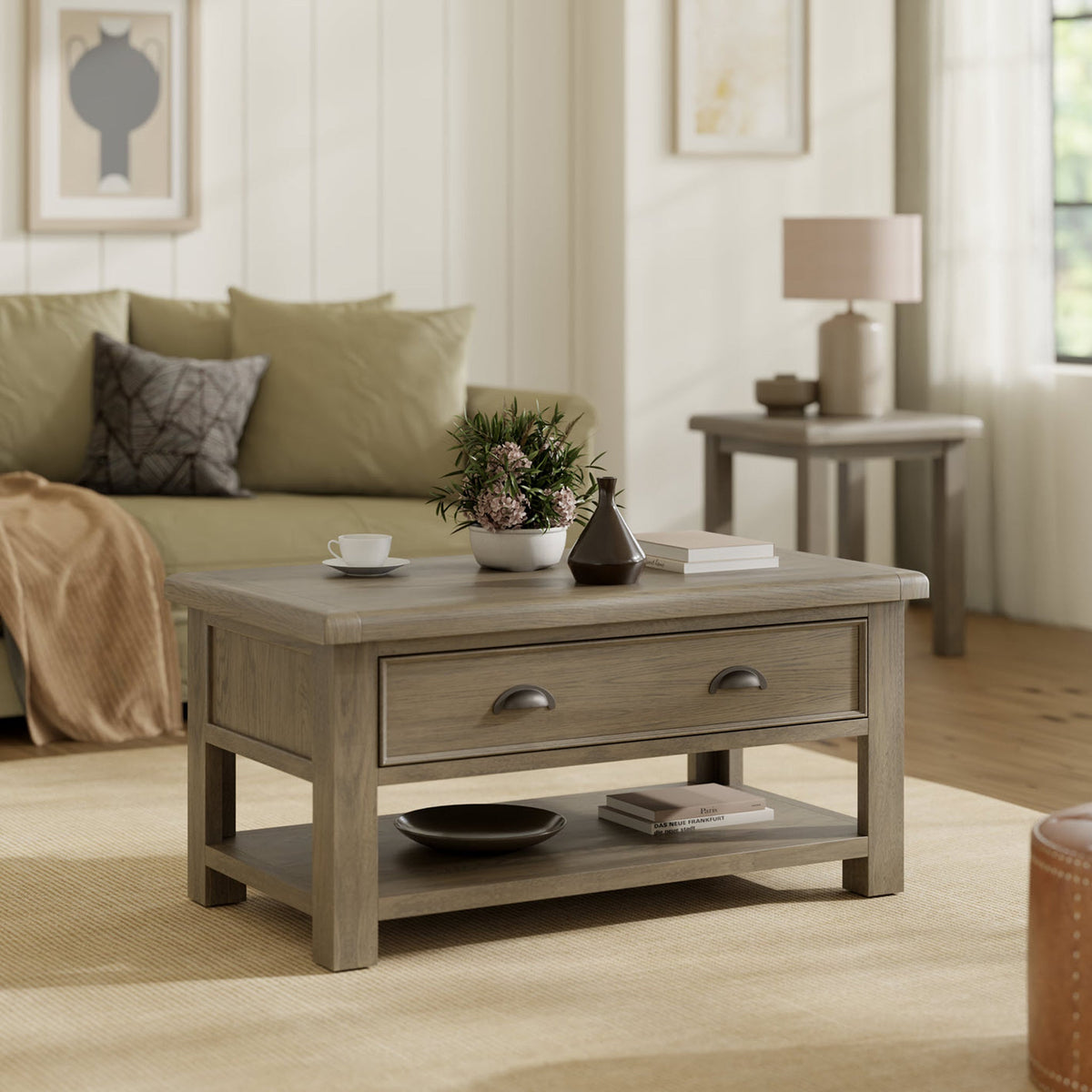 Taunton Smoked Oak Coffee Table with Drawer