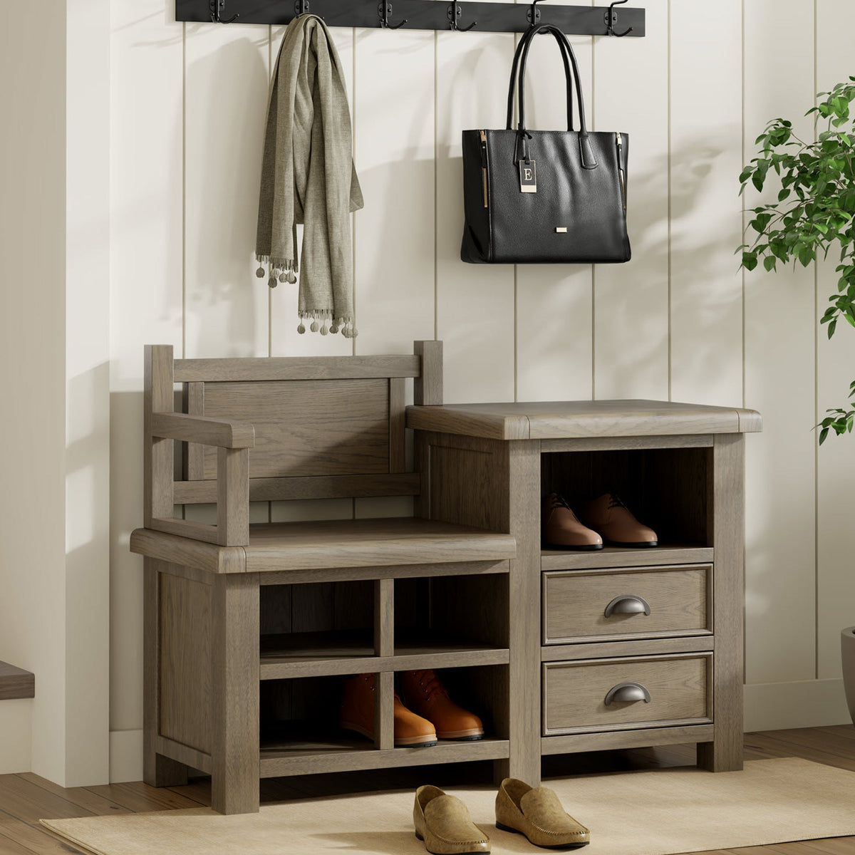 Taunton Smoked Oak Hall Bench