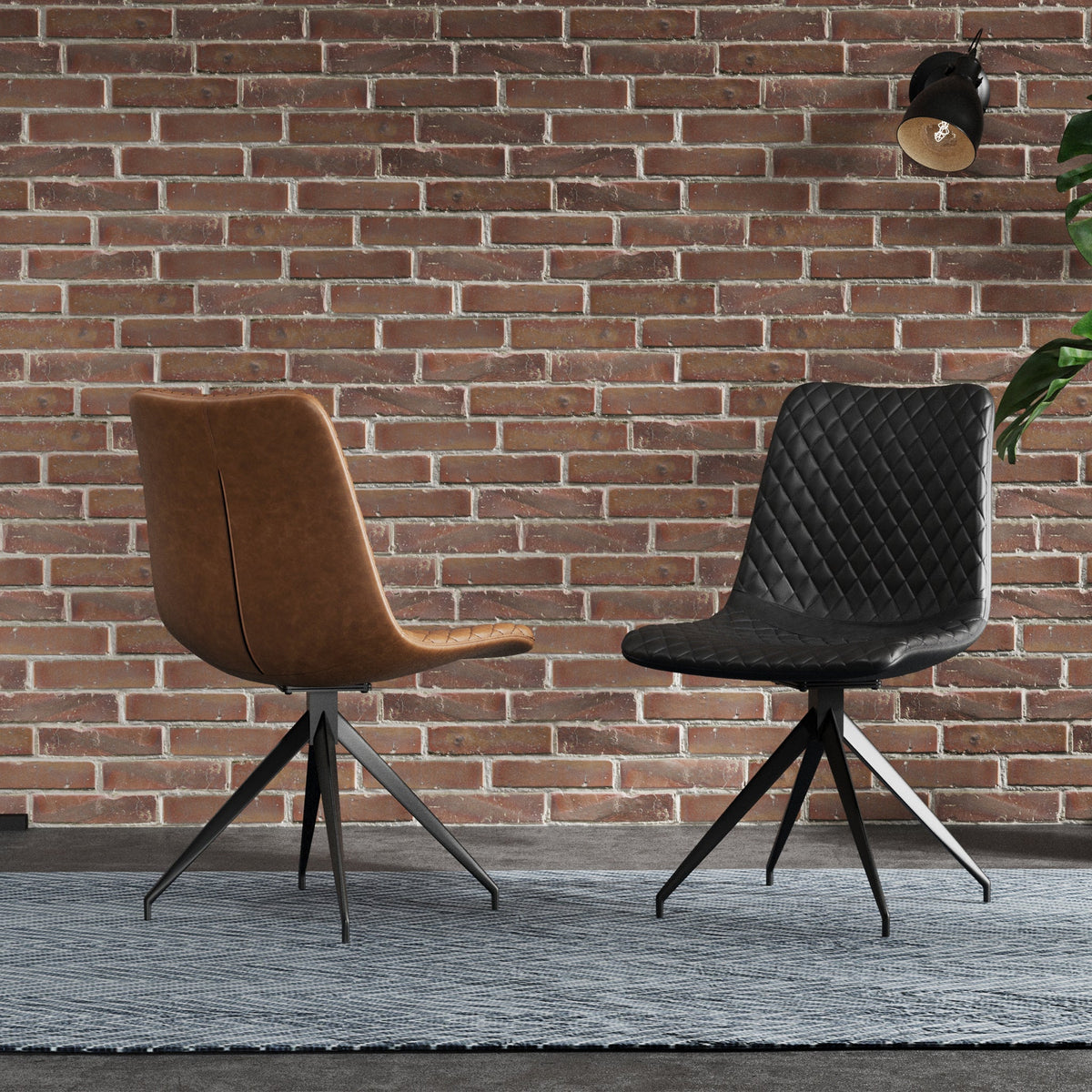 Saunder Faux Leather Swivel Dining Chair
