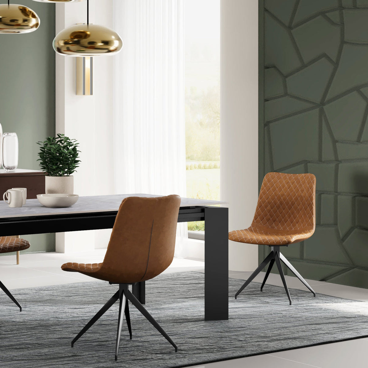 Saunder Faux Leather Swivel Dining Chair