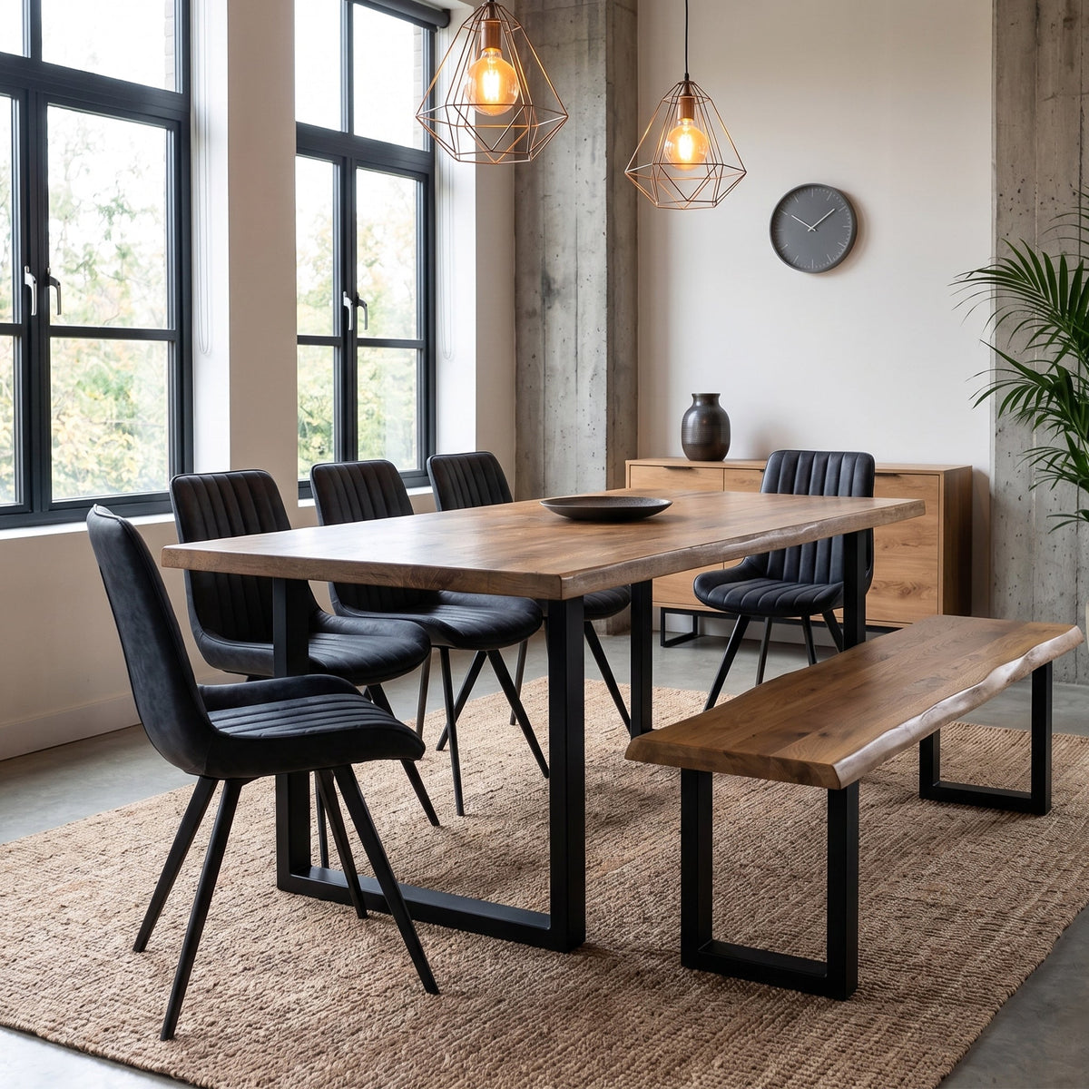 Abel 225cm Mango Wood Dining Table with U Leg