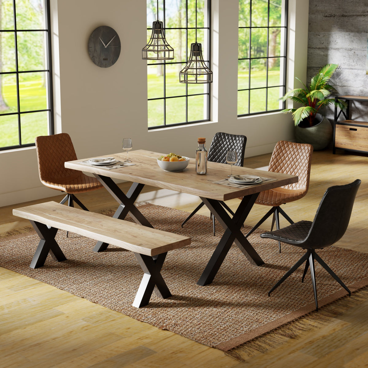 Petra Acacia 180cm Dining Table with X Leg