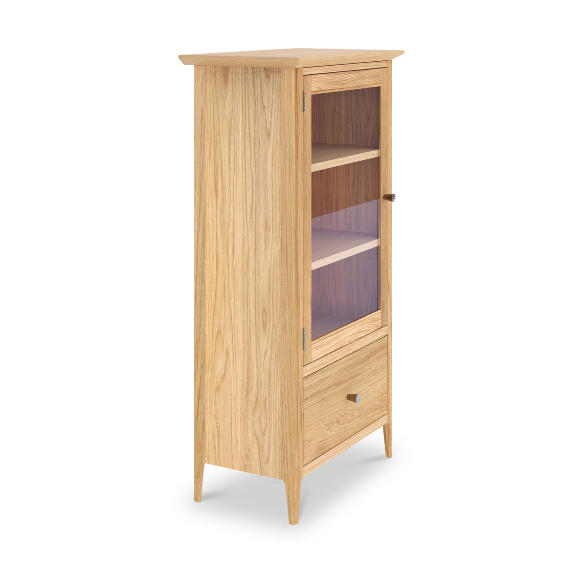 Towan Glass Bookcase With Drawer